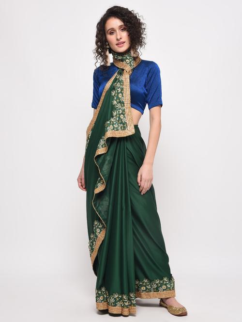 floral embroidered saree with blouse - 16106295 - Very Small Image - 1
