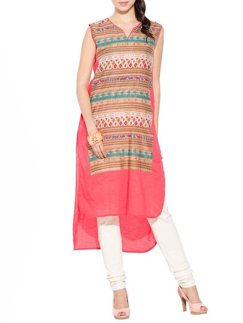 printed high-low straight kurta - 16106440 - Very Small Image - 1