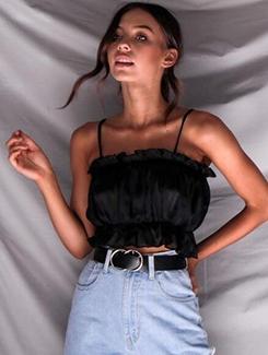 ruffle detail cami crop top - 16109419 - Very Small Image - 1