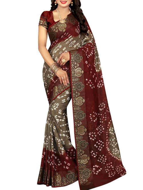 tie & dye printed saree with blouse - 16110160 - Very Small Image - 1