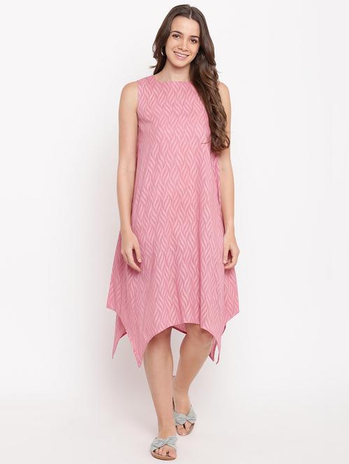 square neck dobby asymmetric dress - 16111361 - Very Small Image - 1