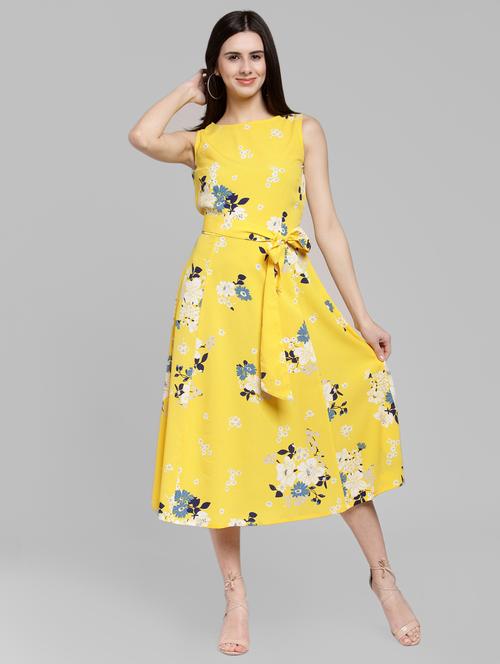 tie front floral a-line dress - 16111511 - Very Small Image - 1
