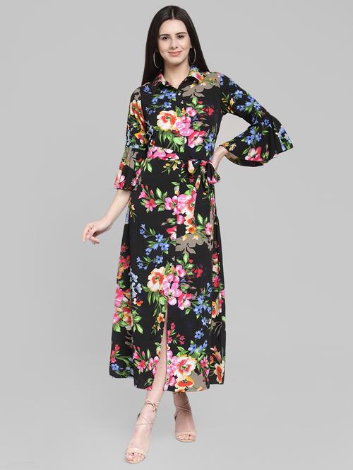 bell sleeved floral dress - 16111512 - Very Small Image - 1