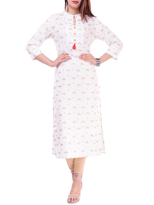 foil printed straight kurta - 16112750 - Very Small Image - 1
