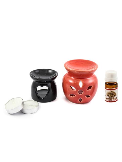 ceramic aroma tealight diffuser pot shape design multi colour with sandal fragrance oil - 16113077 - Very Small Image - 1