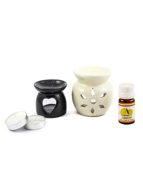 handcrafted aroma ceramic tealight diffuser pot shape design with lemon fragrance oil and candle clay lamp - 16113084 - Very Small Image - 1