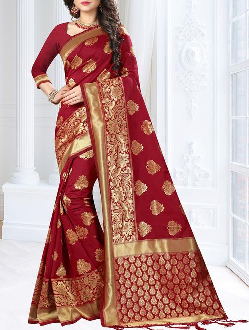 ethnic zari motifs banarasi saree - 16113253 - Very Small Image - 1