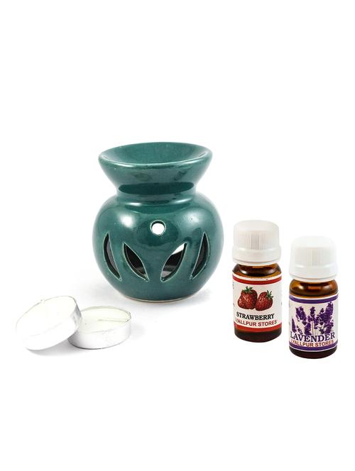 ceramic aroma tealight diffuser oil burner multicolour with lavender and strawberry fragrance oil and t light candle - 16113737 - Very Small Image - 1
