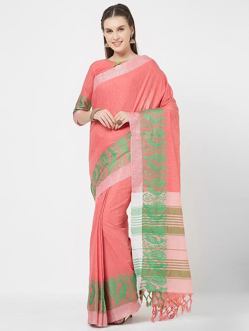 contrast conversational border woven saree - 16113773 - Very Small Image - 1