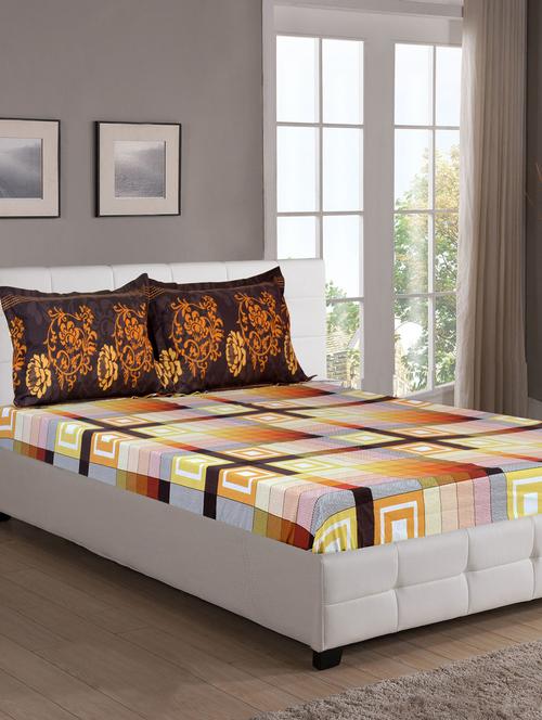 cotton double bedsheet with 2 pillow covers - 16113806 - Very Small Image - 1