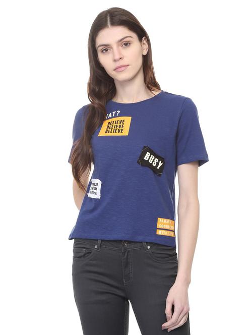 quirky text patch crew neck tee - 16114634 - Very Small Image - 1