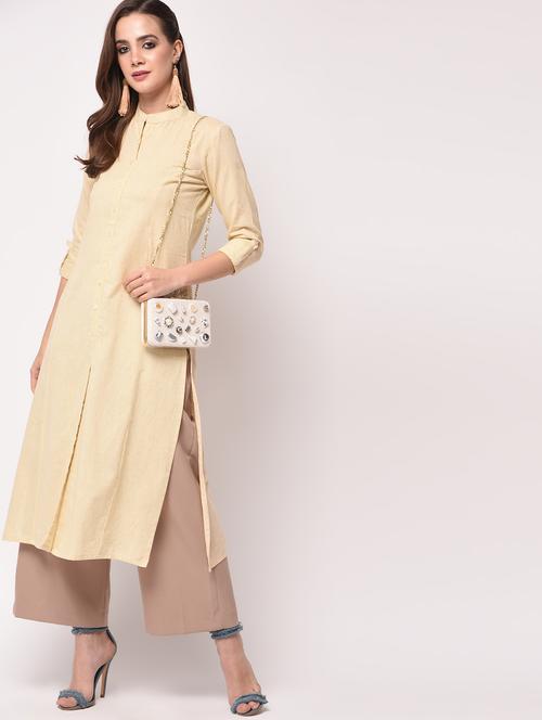 solid straight kurta - 16114901 - Very Small Image - 1