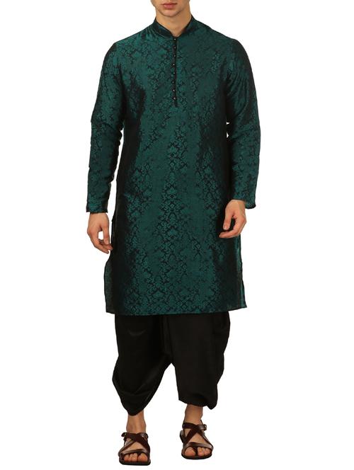 green silk blend dhoti kurta set - 16114975 - Very Small Image - 1