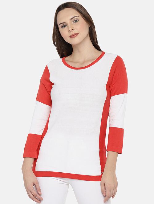 color block round neck top - 16120202 - Very Small Image - 1