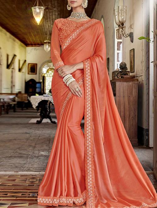 embroidered lace border saree - 16120294 - Very Small Image - 1