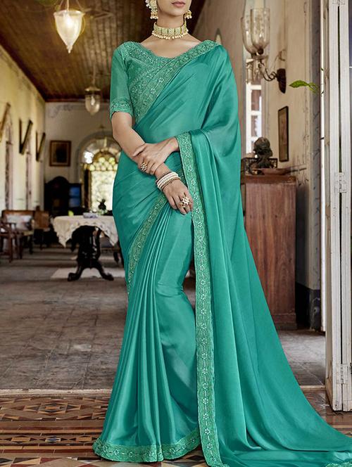 embroidered lace border saree with blouse - 16120295 - Very Small Image - 1