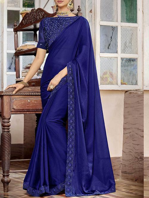 embroidered lace border saree - 16120299 - Very Small Image - 1