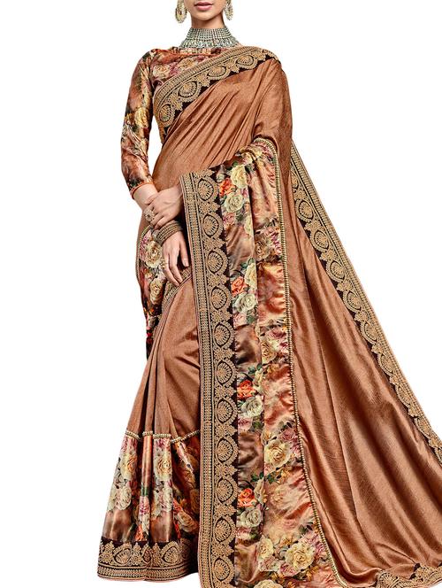 digital floral embroidered saree with blouse - 16120314 - Very Small Image - 1