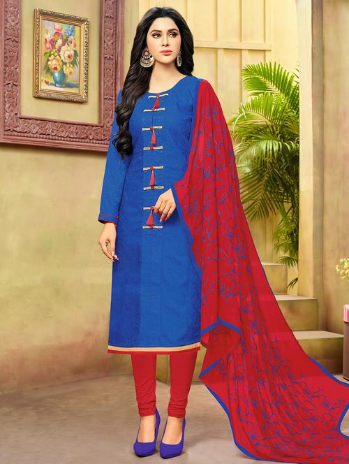 printed churidaar unstitched suit - 16120652 - Very Small Image - 1