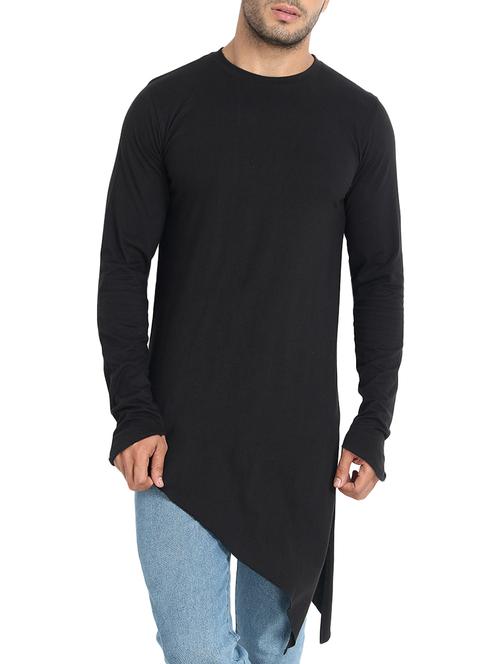 black solid asymmetric t-shirt - 16124058 - Very Small Image - 1