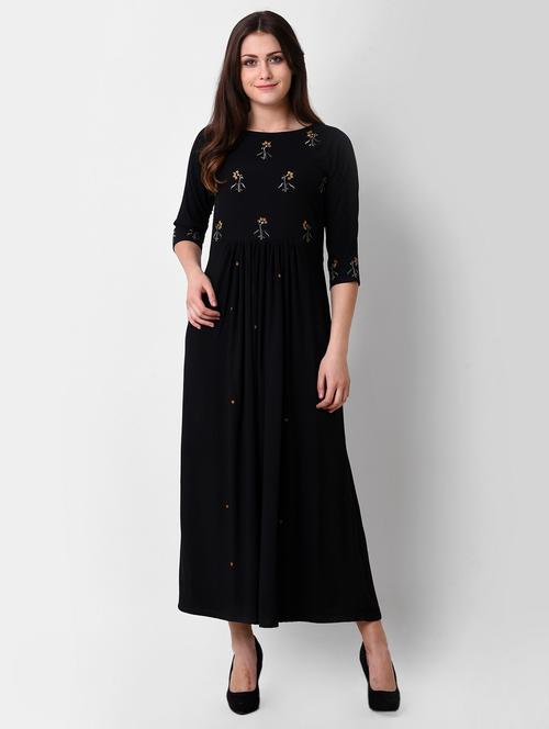 embroidered gathered maxi dress - 16128771 - Very Small Image - 1