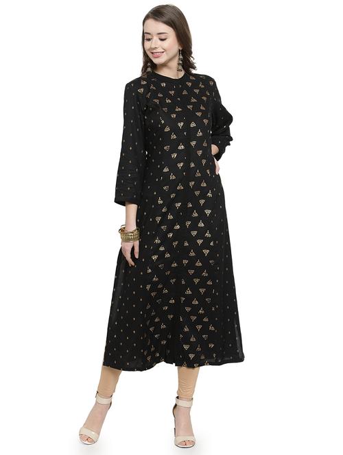 foil print straight kurta - 16128951 - Very Small Image - 1