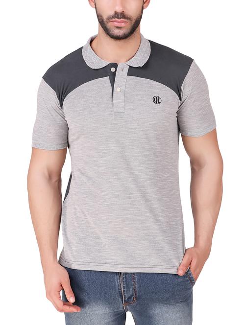 grey cut and sew polo neck tshirt - 16130344 - Very Small Image - 1