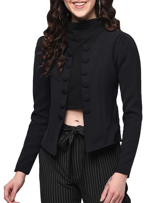bow trim button detail jacket - 16130603 - Very Small Image - 1