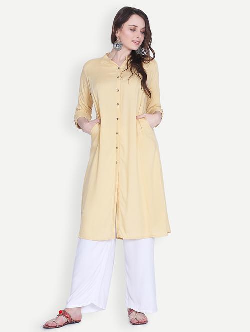 solid a-line kurta - 16131154 - Very Small Image - 1