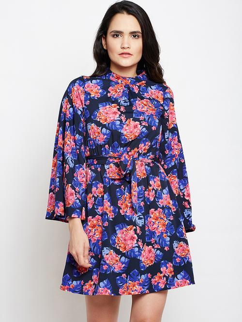 tie up floral a-line dress - 16133534 - Very Small Image - 1