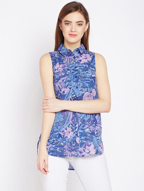 pocket patch button up high low tunic - 16133583 - Very Small Image - 1