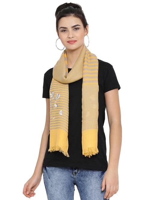 yellow striped cotton stole - 16134390 - Very Small Image - 1