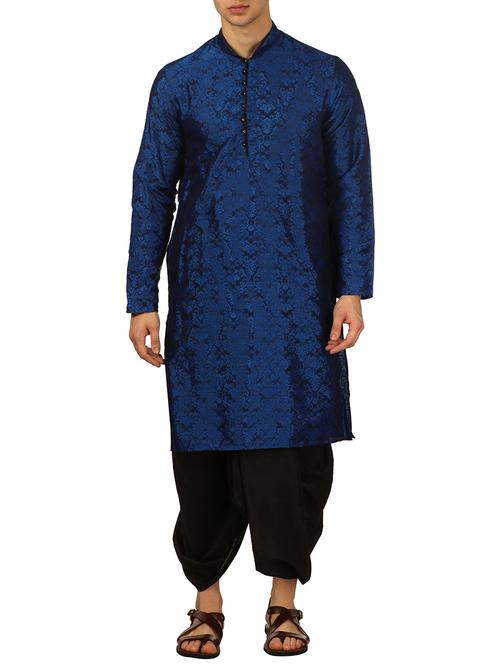 blue silk blend dhoti kurta set - 16134940 - Very Small Image - 1