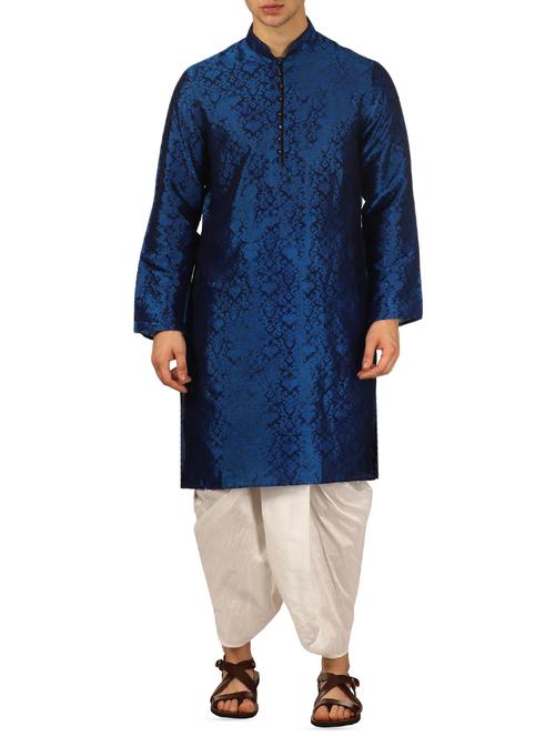 blue silk blend dhoti kurta set - 16134951 - Very Small Image - 1