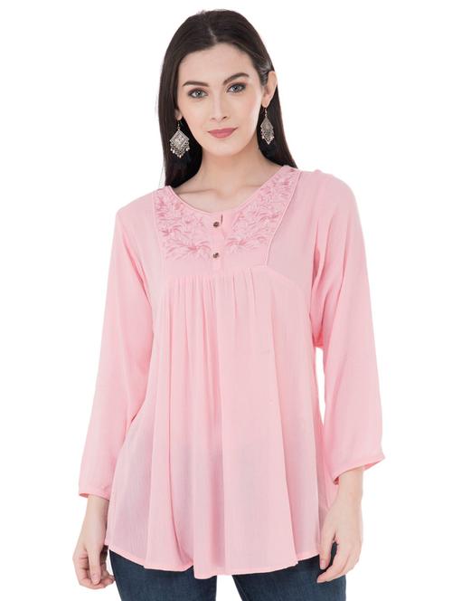 gather detail embroidered tunic - 16134993 - Very Small Image - 1