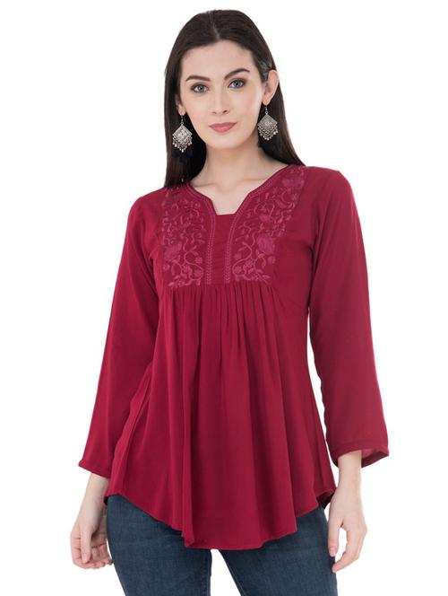 gather detail embroidered tunic - 16135001 - Very Small Image - 1