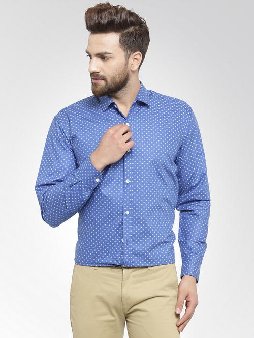 blue printed casual shirt - 16136486 - Very Small Image - 1