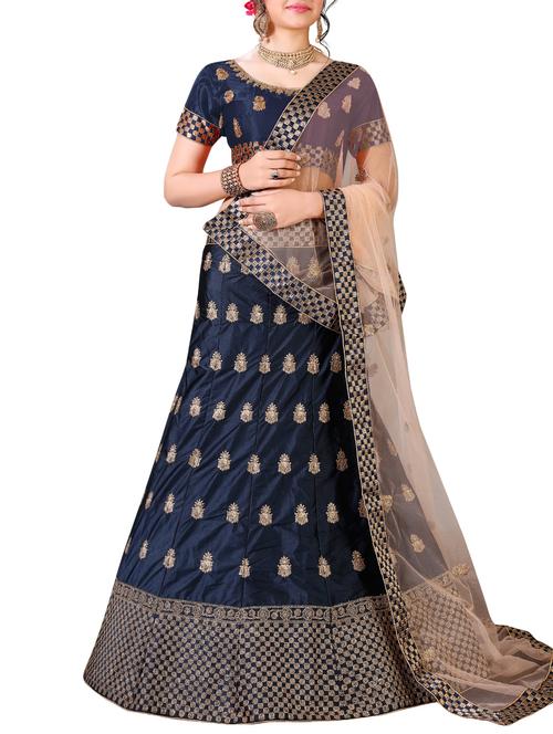 embroidered a-line lehenga - 16136530 - Very Small Image - 1