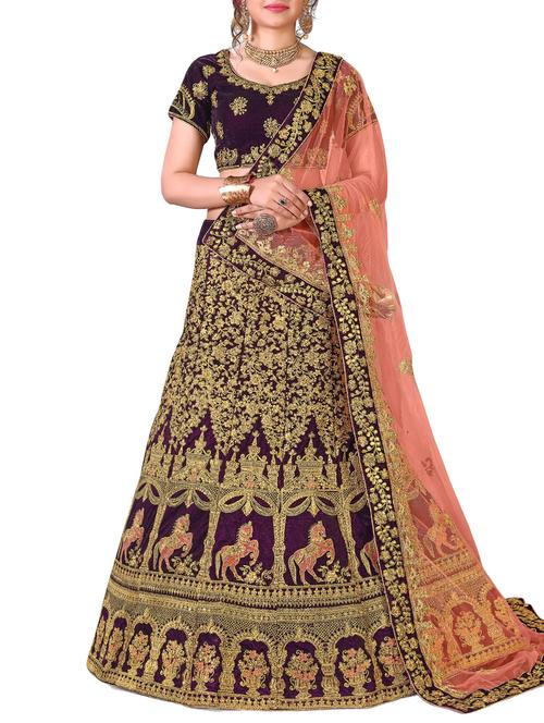 embroidered a-line lehenga - 16136539 - Very Small Image - 1