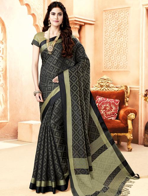 geometrical motif woven saree with blouse - 16136608 - Very Small Image - 1