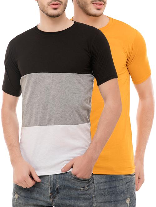 multi colored cotton blend combos t-shirt (set of 2) - 16137190 - Very Small Image - 1