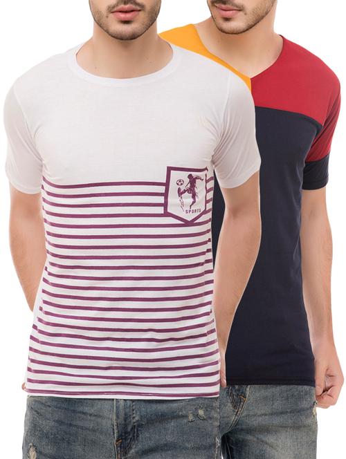 multi colored cotton blend combos t-shirt (set of 2) - 16137191 - Very Small Image - 1