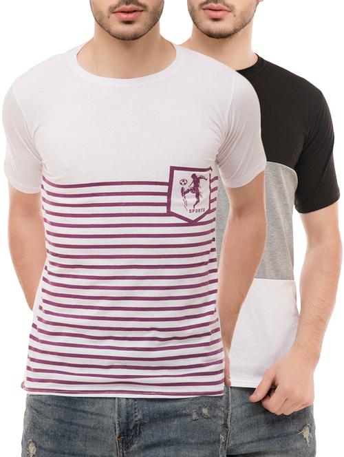 multi colored cotton blend combos t-shirt (set of 2) - 16137199 - Very Small Image - 1