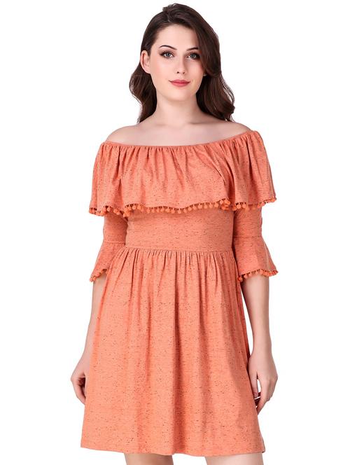 ruffled off shoulder a-line dress - 16137599 - Very Small Image - 1