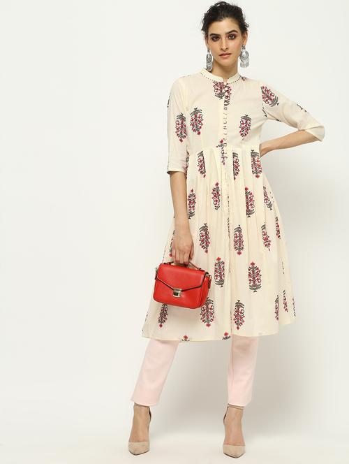 floral printed flared kurta - 16138447 - Very Small Image - 1
