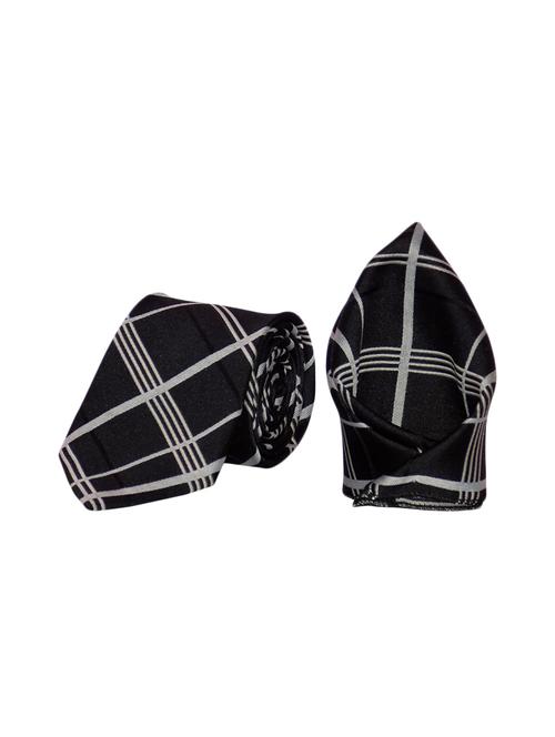 black micro fiber tie and pocket square - 16138497 - Very Small Image - 1