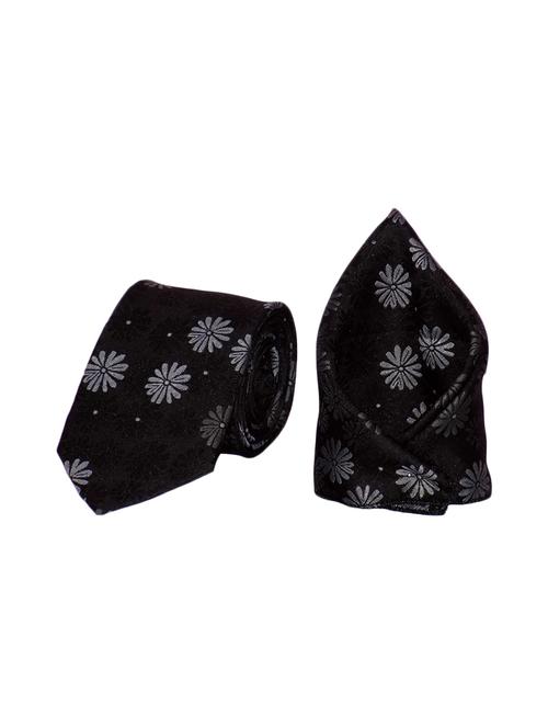 black micro fiber tie and pocket square - 16138507 - Very Small Image - 1