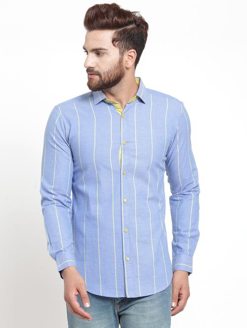 blue striped casual shirt - 16138913 - Very Small Image - 1