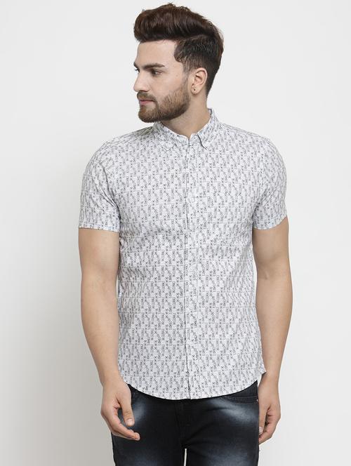 mens micro print casual shirt - 16138938 - Very Small Image - 1