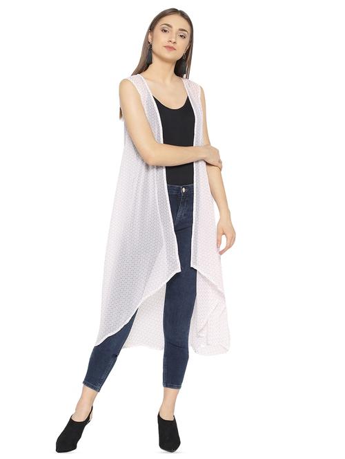 dot print sleeveless asymmetric shrug - 16139234 - Very Small Image - 1